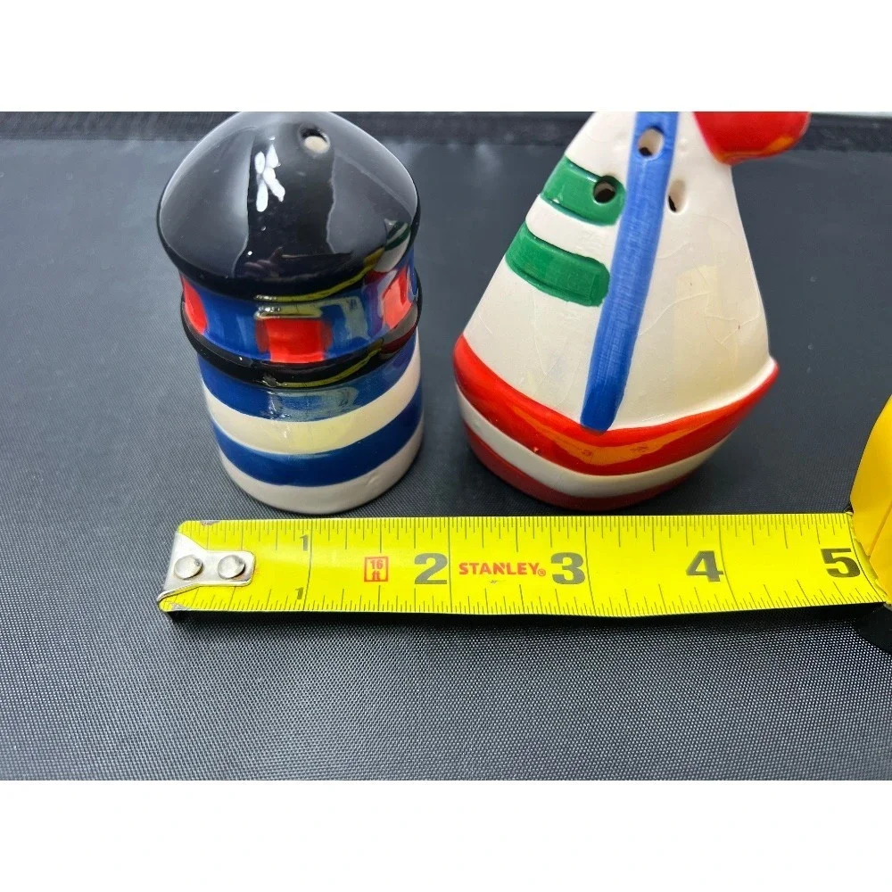Nautical Salt and Pepper Shakers Lighthouse Sailboat‎ Ceramic Kitchen Decor
